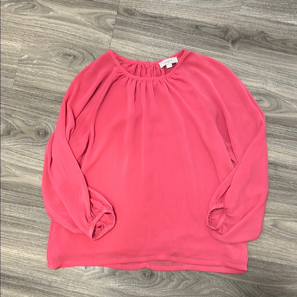 5 FOR $25 LOFT Vibrant Pink 3/4 Sleeve Relaxed Blouse